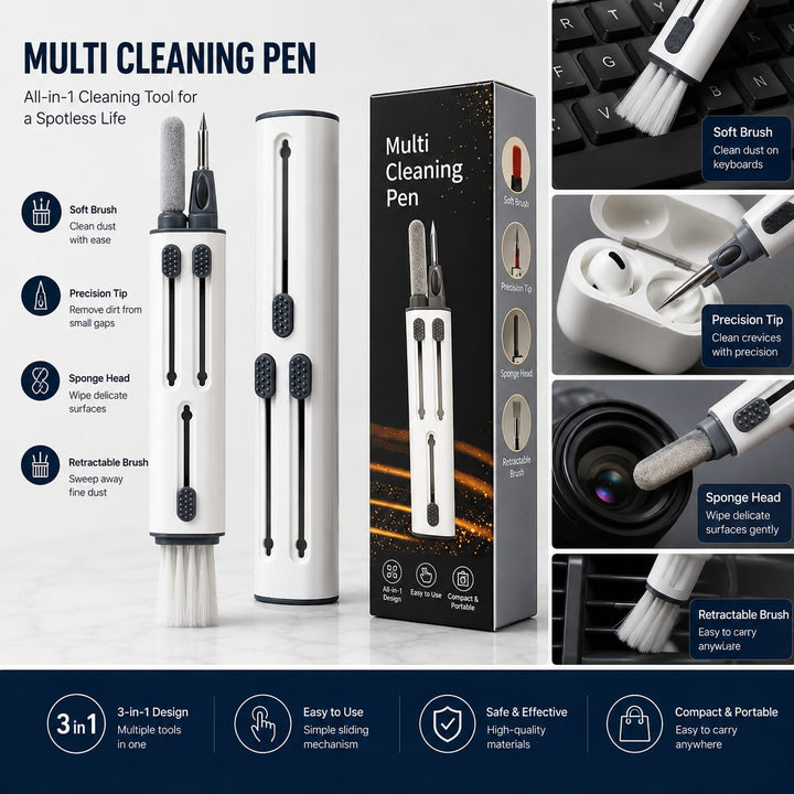 4-in-1 Earphone,keyboard Cleaning Pen With Soft Bristle Brush