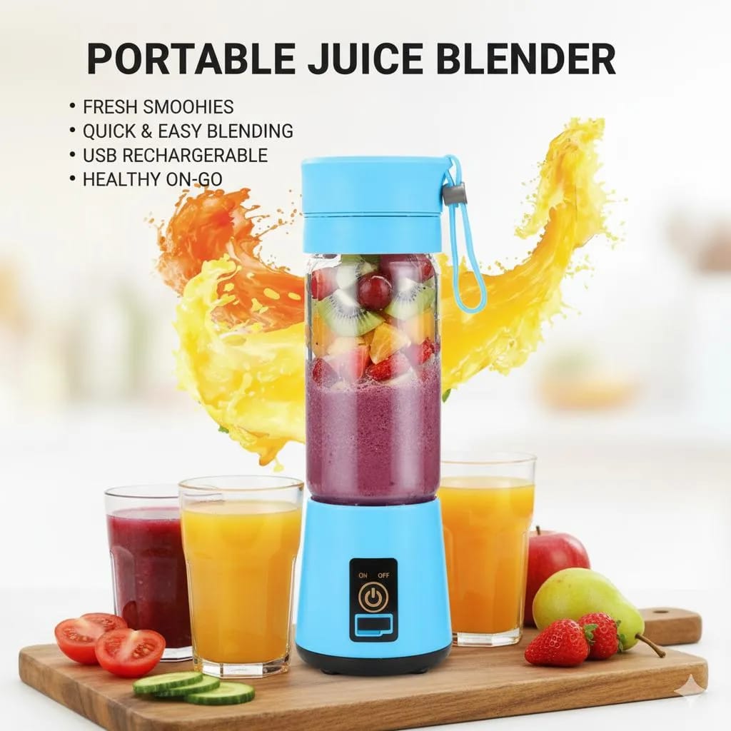 USB Chargeable Juicer Blender 6 Blades 380ml - Portable Juicer Cup & Smoothie Maker
