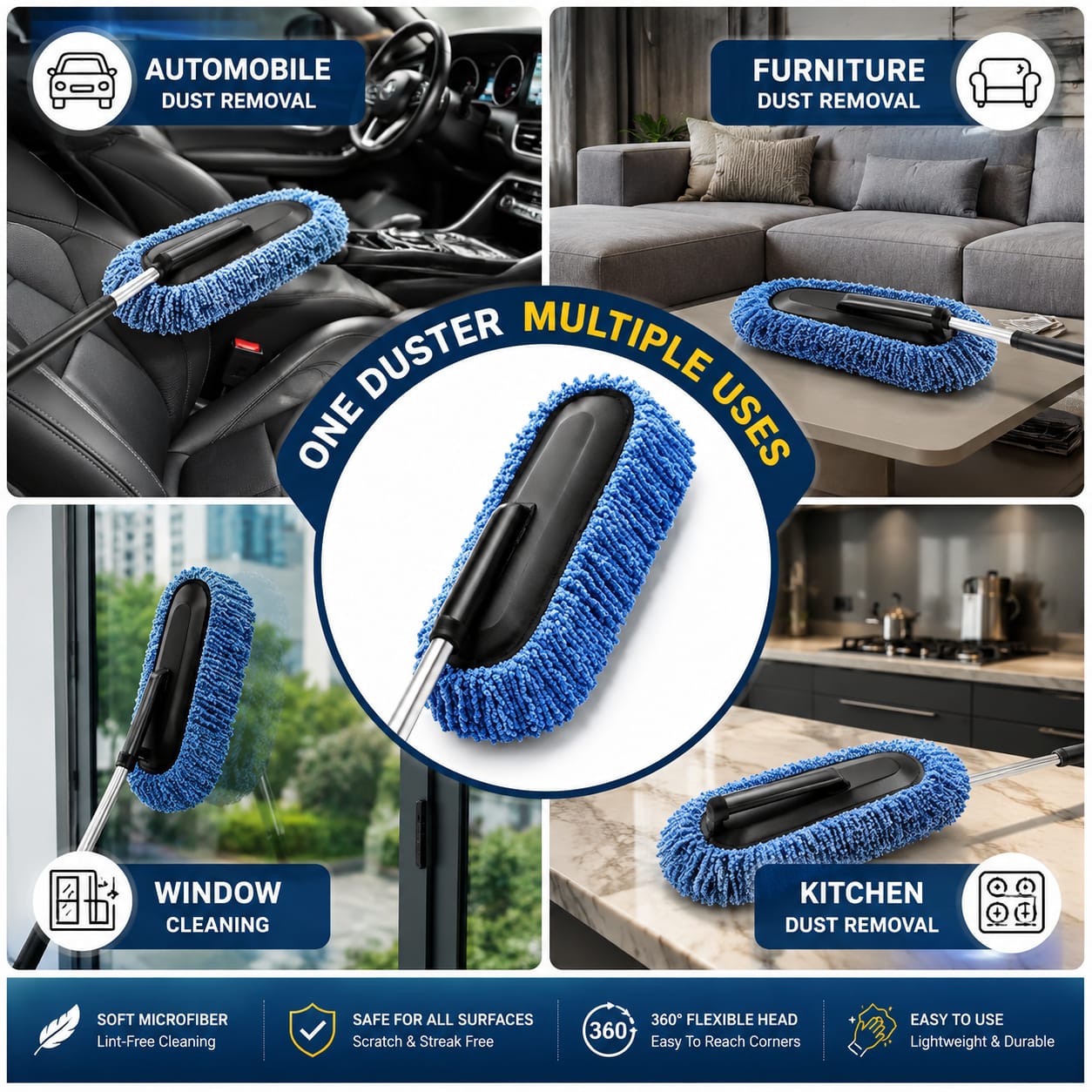 Extendable Car Duster Cleaning Mop Durable Lightweight