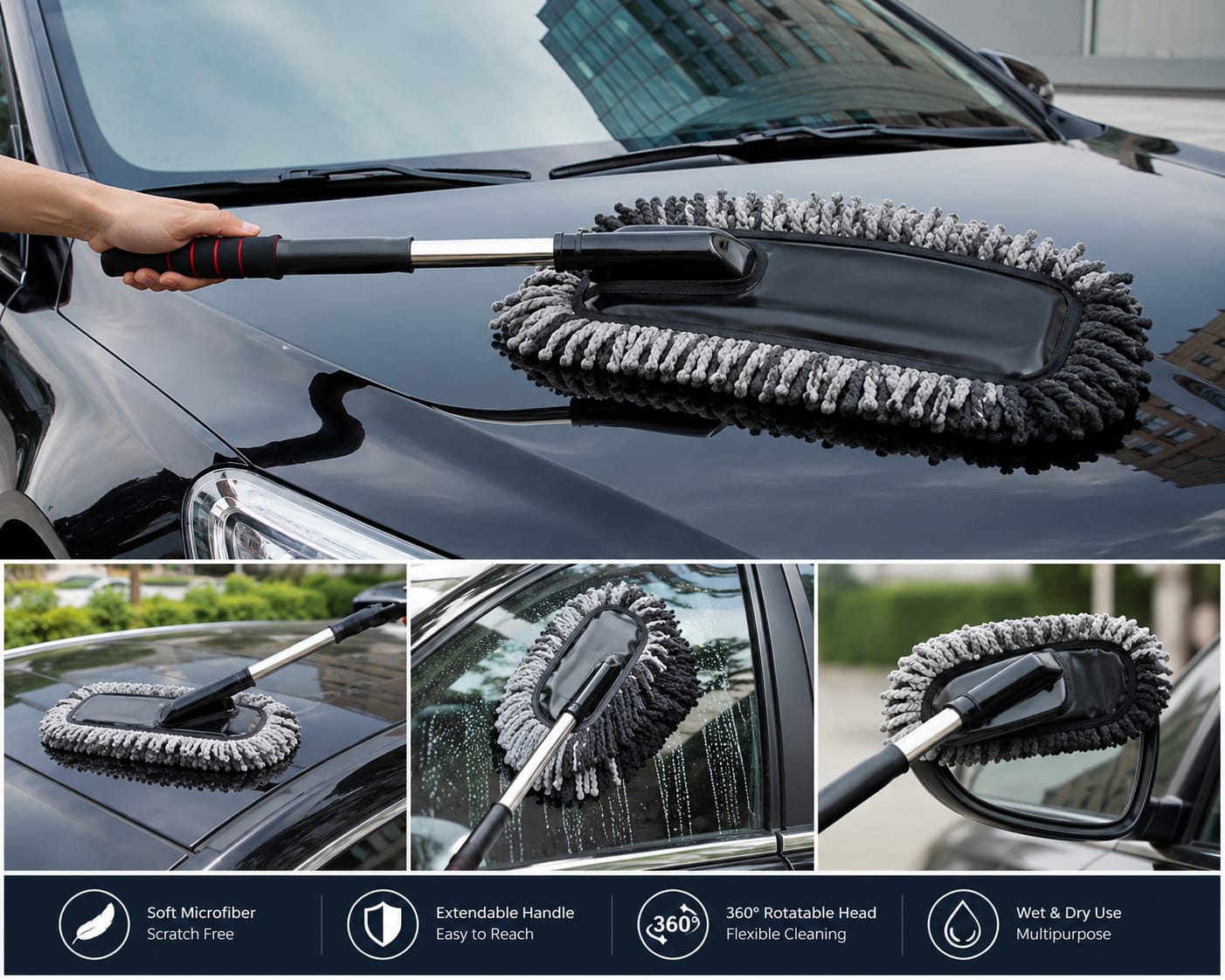 Extendable Car Duster Cleaning Mop Durable Lightweight