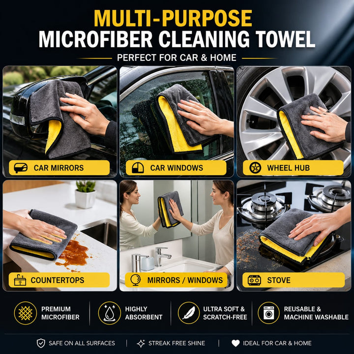 Premium 700 GSM Dual-Sided Microfiber Cleaning Towel – 40×40cm
