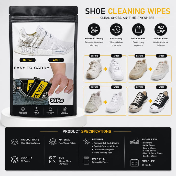 Ro Water Deep Clean Shoe Wipes 36 Pcs