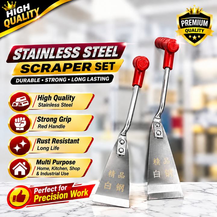 Stainless Steel Scraper Set – Durable & Multi-Purpose Cleaning Scrapers for Kitchen,