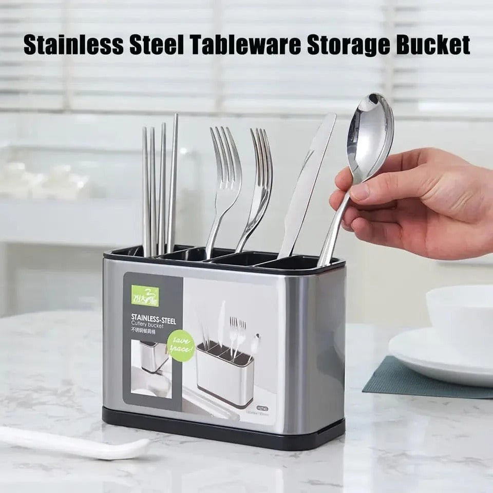 Stainless Steel Cutlery Bucket Durable Easy To Clean Organizer