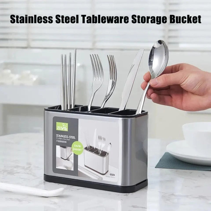 Stainless Steel Cutlery Bucket Durable Easy To Clean Organizer