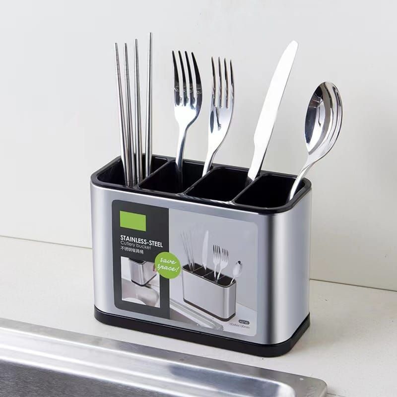 Stainless Steel Cutlery Bucket Durable Easy To Clean Organizer