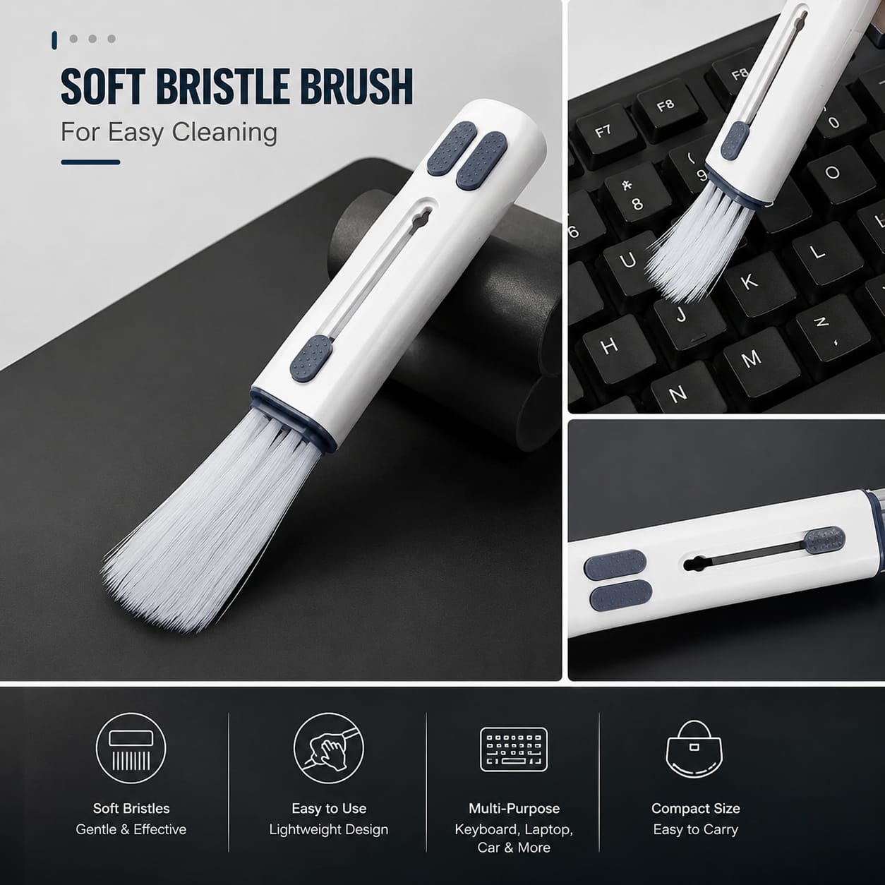 4-in-1 Earphone,keyboard Cleaning Pen With Soft Bristle Brush